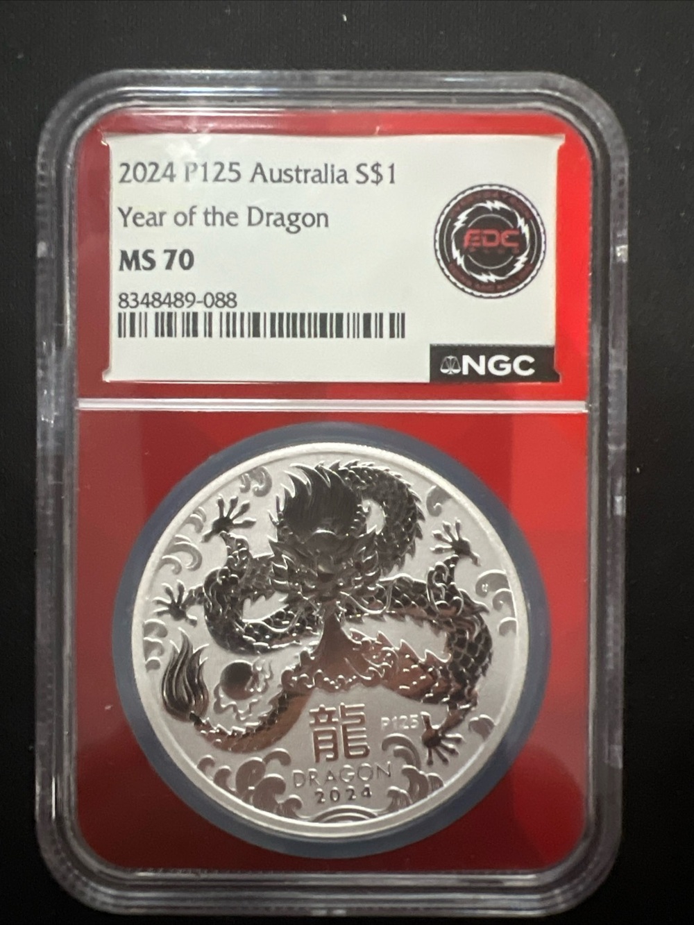 2024-P125 Australia Lunar III Year Of The Dragon 1oz Silver NGC Graded MS70